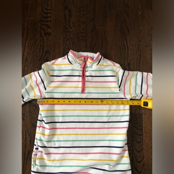 WoolOvers Women’s S Organic Cotton White Striped 1/4 Zip Pullover w/Pockets -EUC - Picture 9 of 11